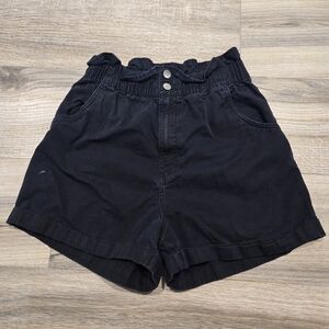 H&M High Waist Paper Bag Black Shorts Womens 8
